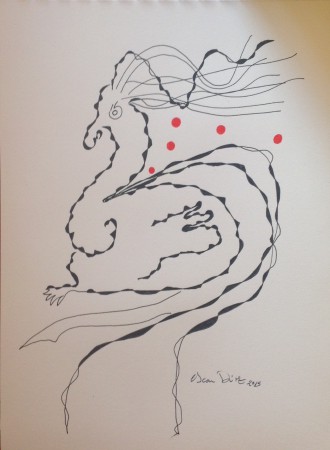 65✨ TÍTULO: " CABALLO DE MAR ", TÉCNICA :TINTA CHINA. FIJADOR. (28,5 x 21cms.).    90€